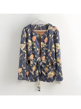 Kate & Mallory Jacket XL Blazer Floral Faux Super Soft Leather Tie